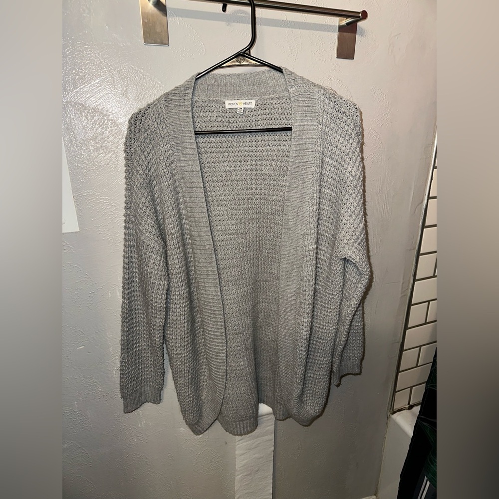 Woven Heart Women's Gray Open-Front Cardigan